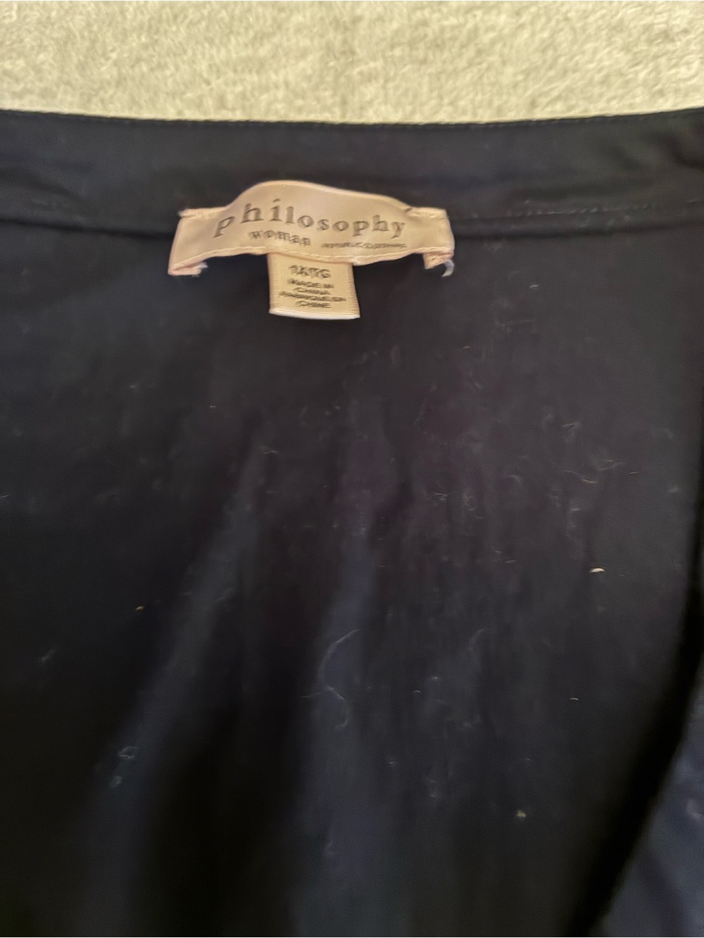 Pre-owned Women’s Philosophy Navy/black Crewneck Top-Solid Classic short sleeve